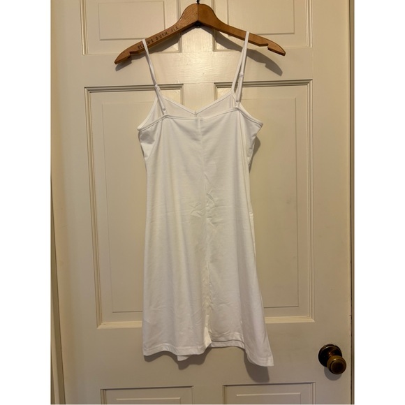 Floral embroidered dress sheer white short sleeve spaghetti strap coverup party - Picture 4 of 13